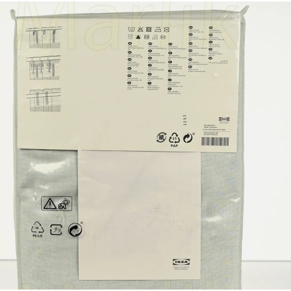 U20699 Ikea HANNALILL Curtains Light Green Two Panels 100 Cotton 57x98 G1N